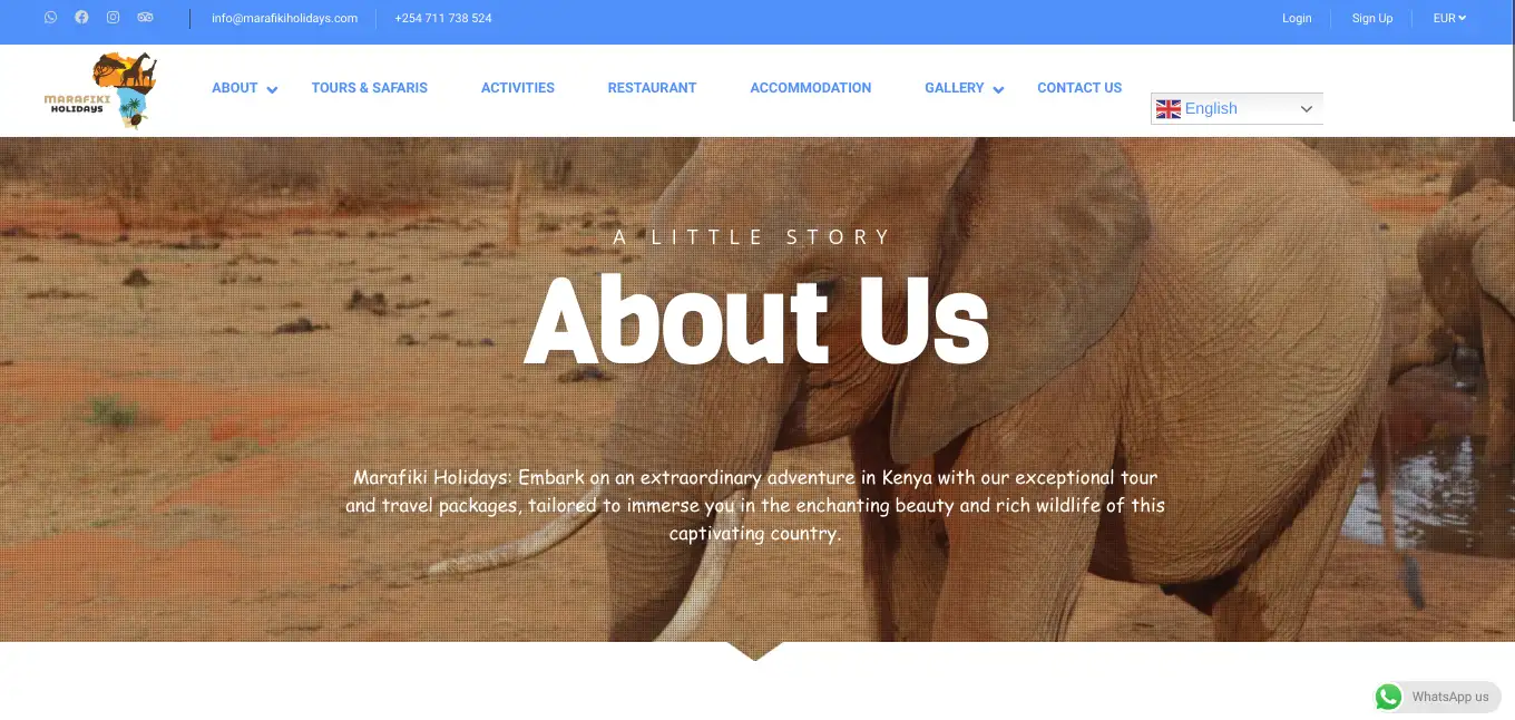 Marafiki Holidays website designed by USBIT Solutions