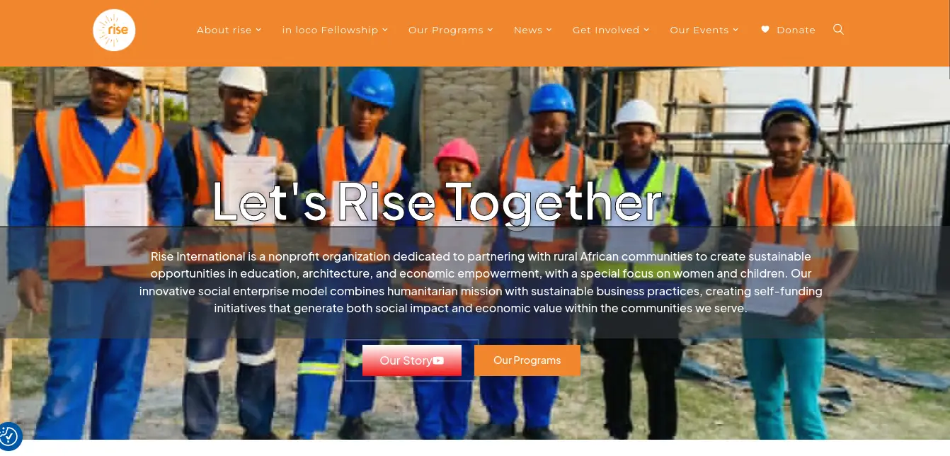 Rise International website designed by USBIT Solutions