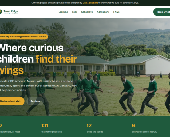 Tausi Ridge Academy website by USBIT Solutions